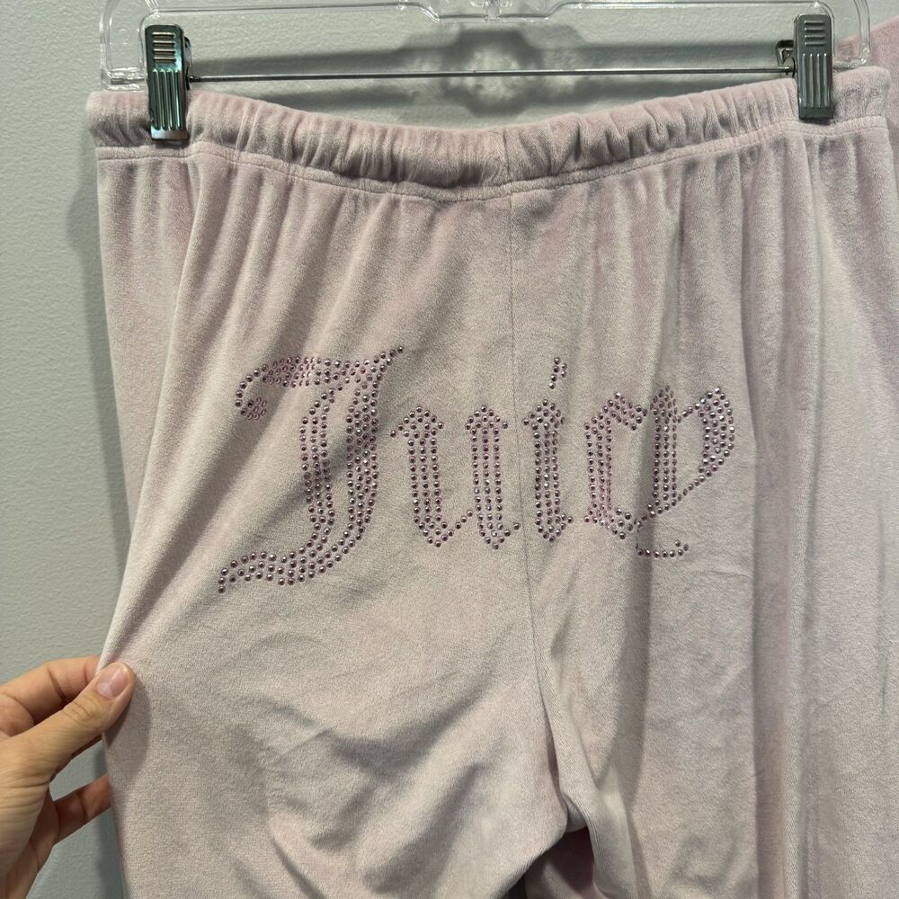 Juicy Couture Velour Lounge Set Studded Jogger Pants Pink Y2K Pjs Women Medium - Picture 9 of 11